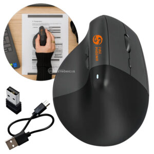 Mouse Vertical Bluetooth 5.0 e 2.4G com Design Ergonômico e Luz RGB – DM4